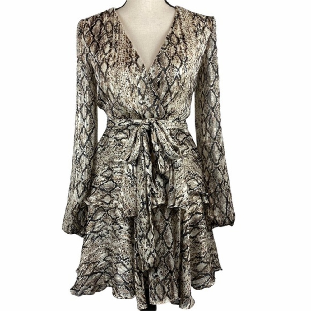DO+BE Snakeskin Print Tiered Dress Small